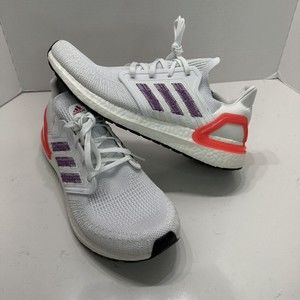Size 11.5 Women's adidas Ultraboost 20 Running Shoes EG0726 White/Glory Purple